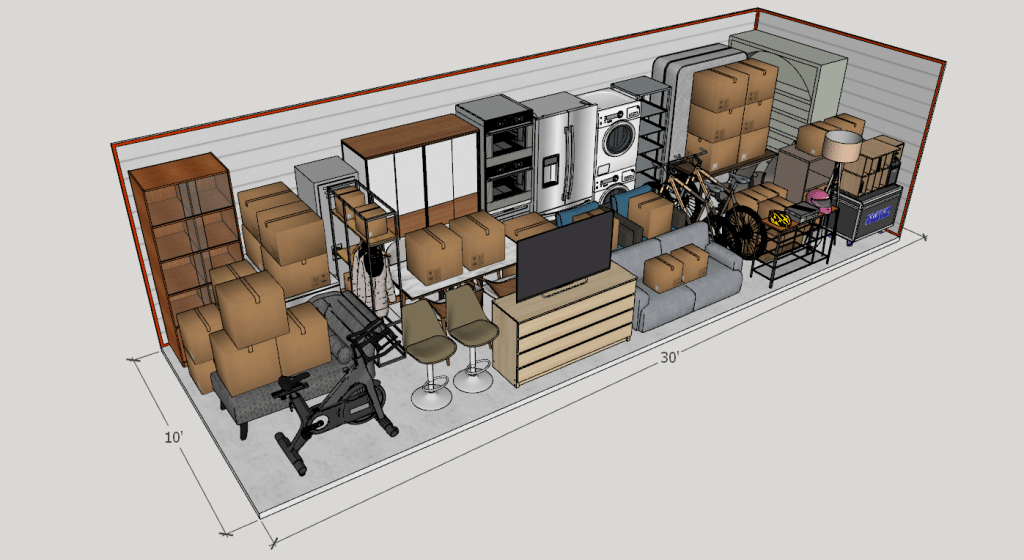 10x30 storage unit render